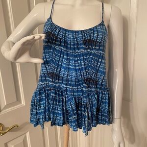 Free People Blue and Black Patterned Camisole Sz XS